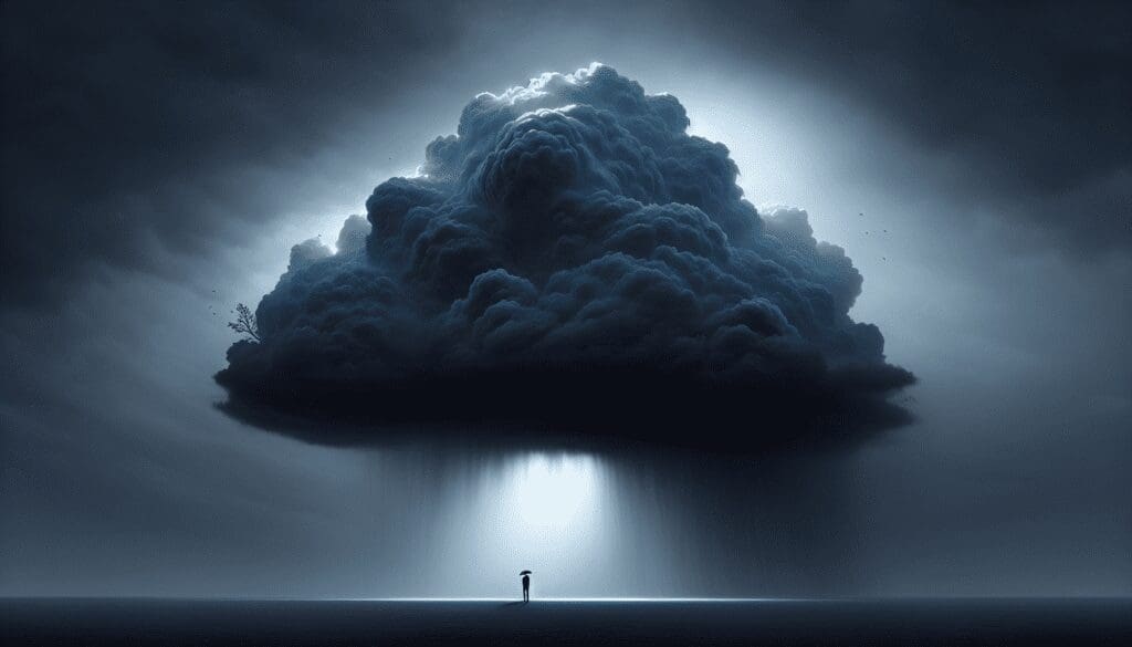 Illustration of a silver lining in a dark cloud