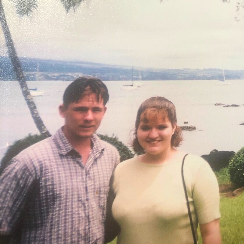 The author and her husband in 2002.