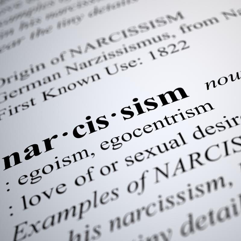 A picture of the word narcissism from the dictionary.