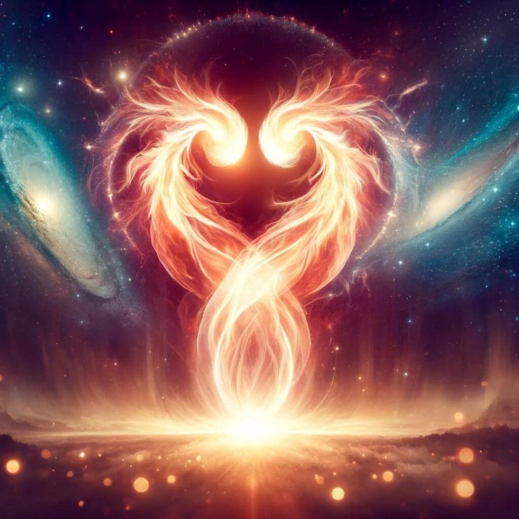 AI image depicting twin flames (as in twin flame relationships). 