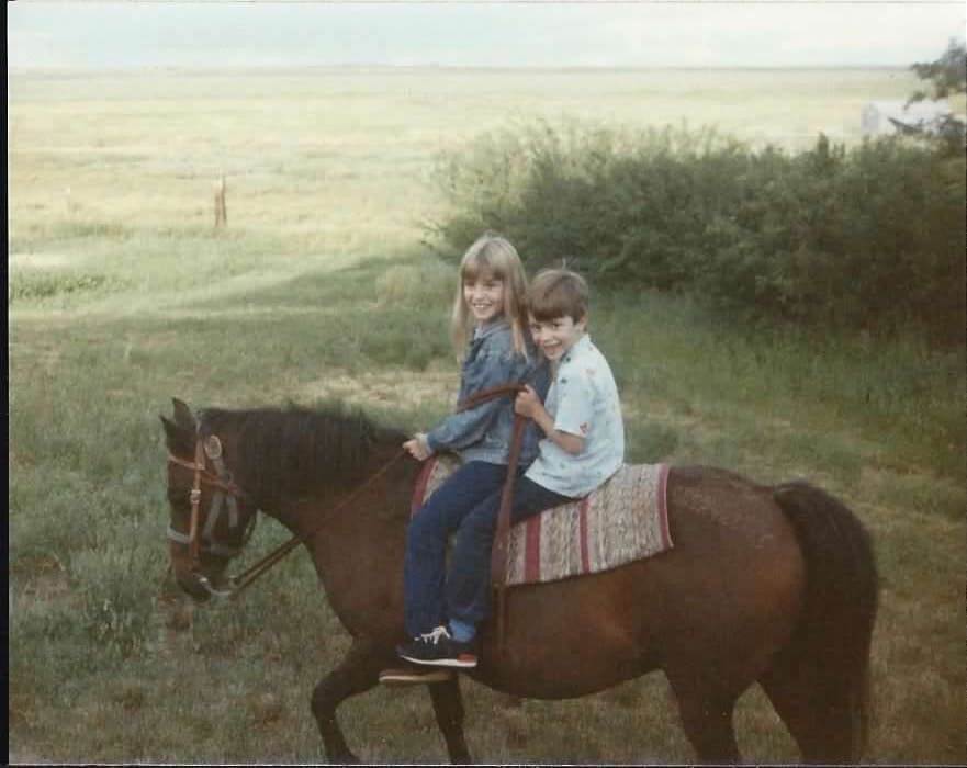 Donna and Michael on a horse (Spunky).