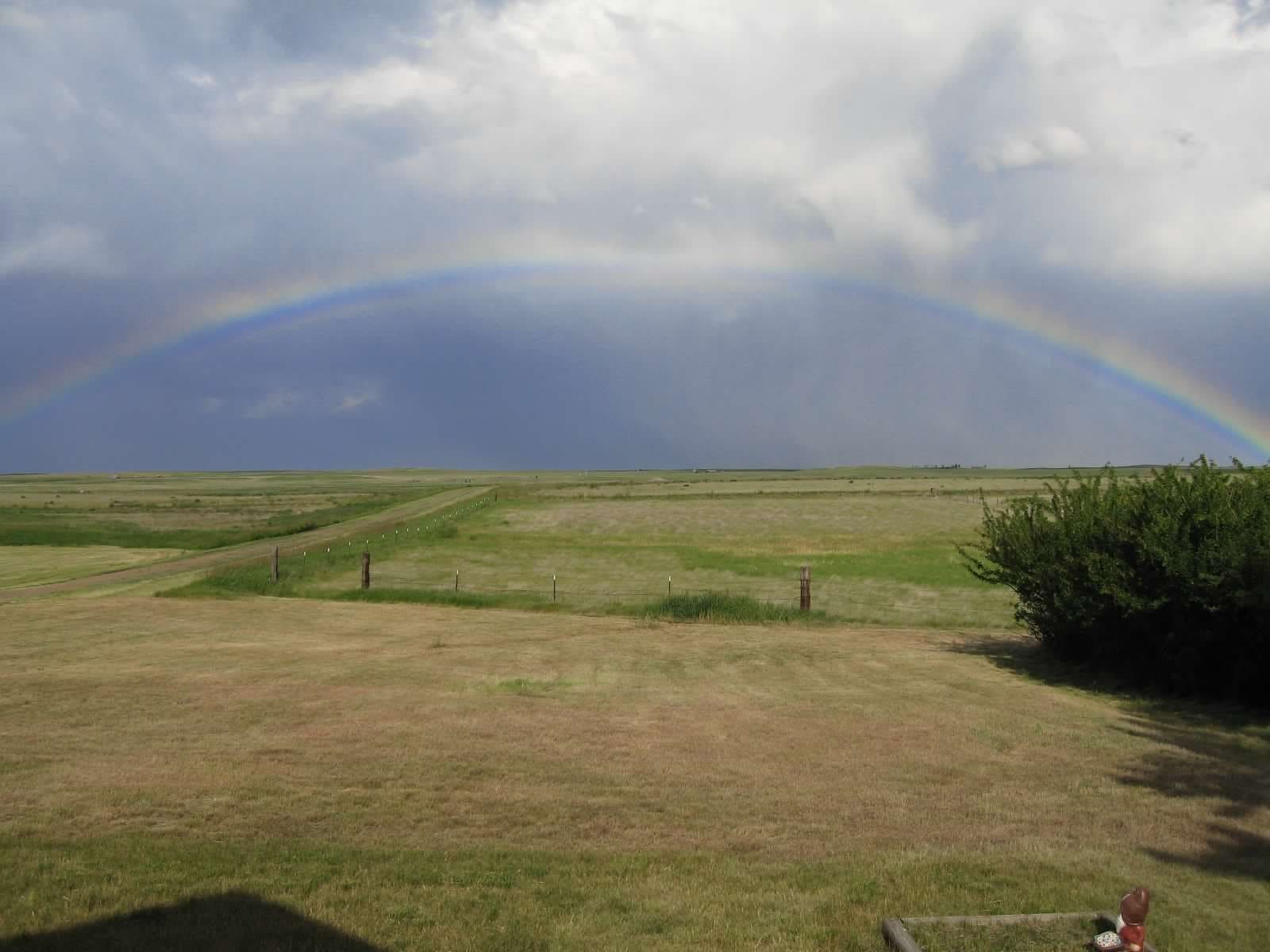 A rainbow over the prairie.