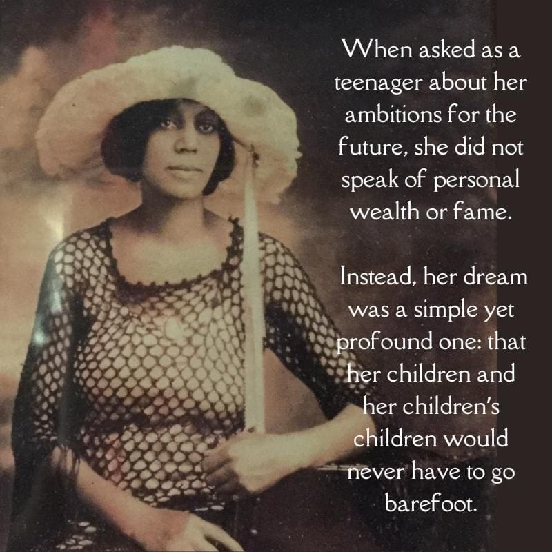 A photo of Marion as a young woman with a quote from the story about breaking barriers overlayed.