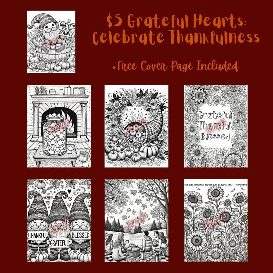 An image of our complete gratitude adult coloring set. Clicking the image takes you to our store.