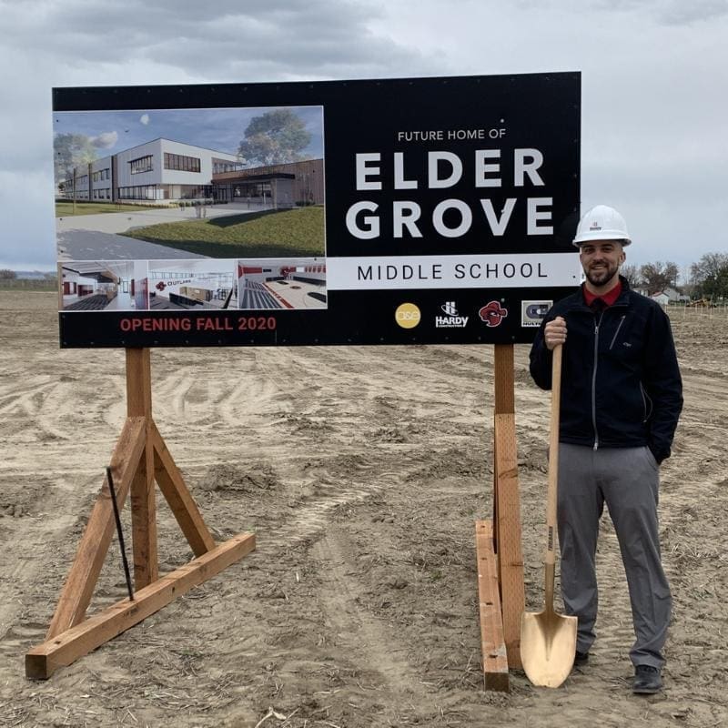 Nathan standing by the constructive site of Elder Grove, the school that would later lead to his experience with constructive dismissal.